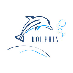 Jumping dolphin silhouette icon shape. Dolphin vector illustration