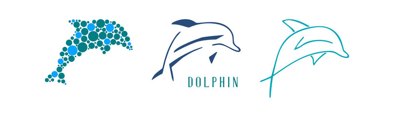 Jumping dolphin silhouette icon shape. Dolphin vector illustration
