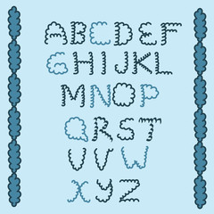 Alphabet, abc, cloud,blue sky, children, lettering