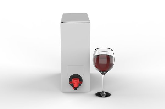 Blank Paper  Hard Box Wine Dispenser with a Tap For Branding. 3d render illustration.