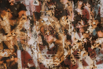 Colorful metal wall texture on the street