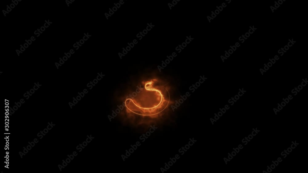 Wall mural beautiful burning numbers of fire and glow. flashing 2019 countdown to the new year 2020. new year 2