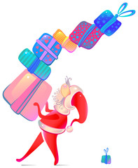 Little Santa. Vector image of Santa Claus carrying gifts