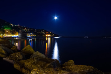 Rapallo on night, Liguria, Italy