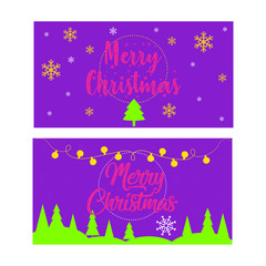 Purple christmas card set. Vector, illustration