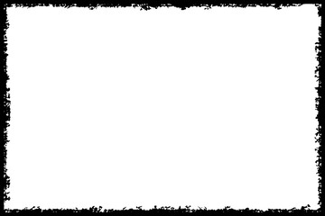 Black frame hand drawn on white background. Paint strokes with a dry brush