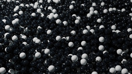 Black and White Spheres with Glossy Surface. 3D render