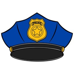 Police Hat  - A cartoon illustration of a Police Hat.
