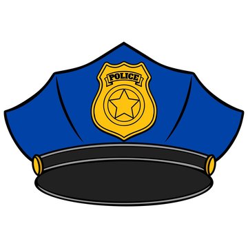 Police Hat  - A cartoon illustration of a Police Hat.