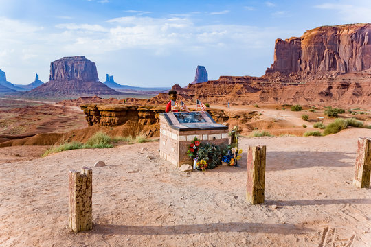 Grave Of Soldier Cly, Died By Lightning. His Family Is A Sponsor Of The Monument Valley, Arizona, USA