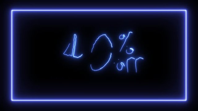 Neon flickering color sale tag SALE 40%. Animation fluorescent ultraviolet light glowing neon lines. Abstract background neon box for alpha transparent. For advertising and business. Seamless loop. 4K