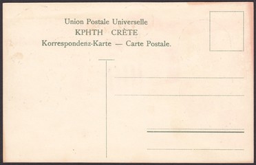 Reverse side of vintage postcards. Texture retro cardboard with inscription in Atheocracy language "Turkish Crete" and from German "Card-correspondence",background