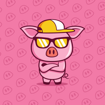 cool Boss Pig wears a eyeglasses illustration