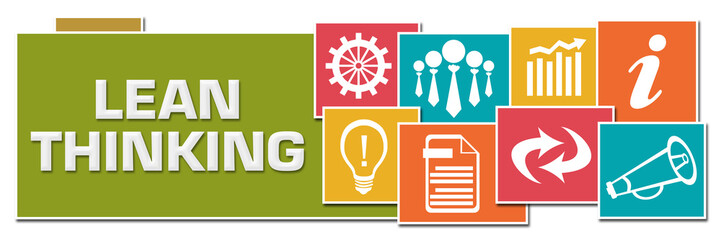 Lean Thinking Various Color Boxes With Business Symbols 