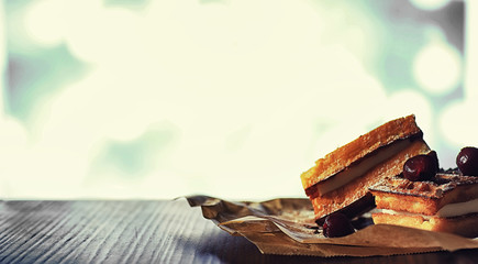 Viennese waffles with filling. Coffee table. A set of fragrant cookies for breakfast for the holiday.