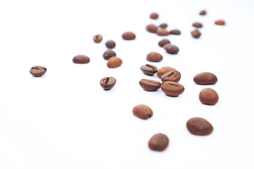  fragrant coffee beans on a white background