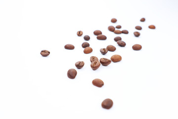  fragrant coffee beans on a white background