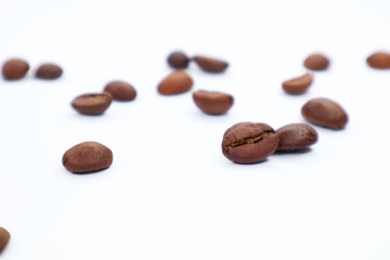  fragrant coffee beans on a white background