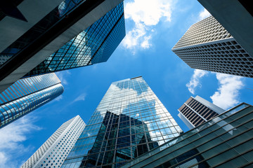 Obraz na płótnie Canvas Modern skyscrapers shot with perspective
