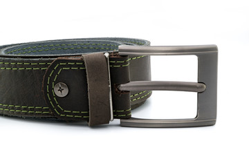 leather belt on white background color black 