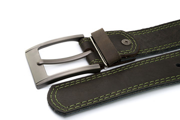 leather belt on white background color black 