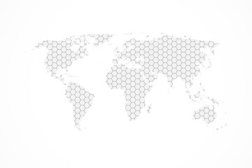 Grey hexagon world map vector illustration flat design