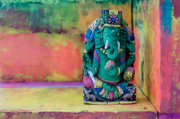 Fototapeta premium Ganesha Yoga Elephant Colorful Still Life Art Photography Background