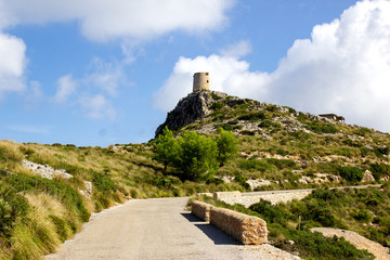 View of Path with an Old Observation Tower in Background at Mirador Es Colomer, Mallorca, Spain 2018 - 302918339