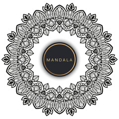 Black and white mandala vector isolated on white. Vector hand drawn circular decorative element.