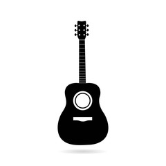 Guitar icon vector, Acoustic musical instrument sign Isolated on white background. Trendy Flat style for graphic design, logo, Web site, social media, UI, mobile app, EPS10