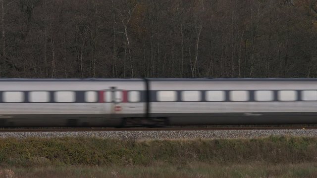 Train passing by on railroad