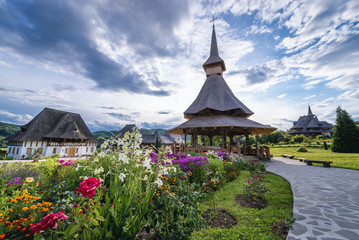 Fototapeta premium Summer altar of famous Barsana Monastery in Maramures region, Romania