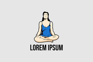 Women Zen Yoga simple and modern logo vector template