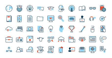 elearning and business set icons