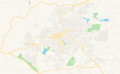 Fototapeta na wymiar Printable street map of Apucarana, Brazil