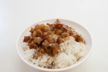 Taiwan famous food - Braised pork rice. Taiwan Delicacies, Taiwan Street Food