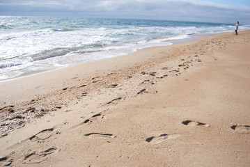 footprints on the beach