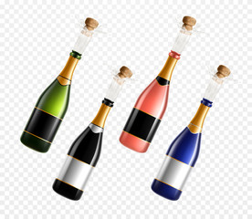 Champagne Bottles Realistic Set