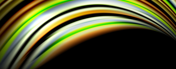 Fluid color waves with light effects, vector abstract background