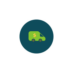 Cash transit van colorful vector flat icon