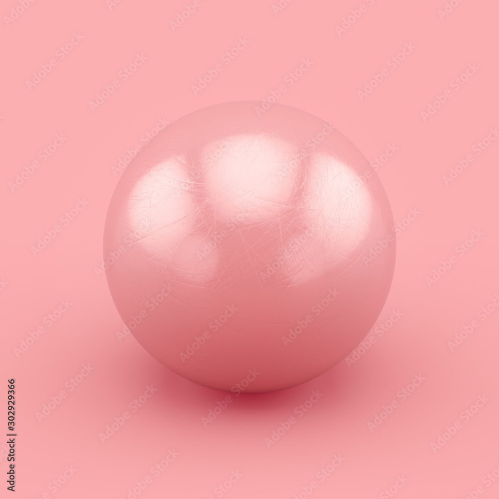 Aufkleber Pink sphere with scratches and imperfections. Realistic 3D rendering.