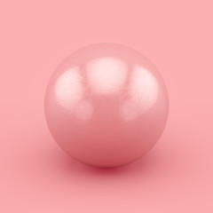 Pink sphere with scratches and imperfections. Realistic 3D rendering.