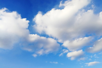 Clouds and blue sky background with copy space