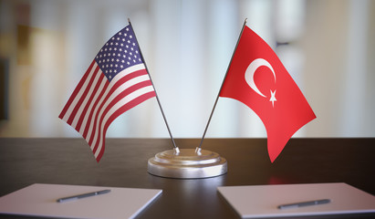 USA And Turkish Flags Table