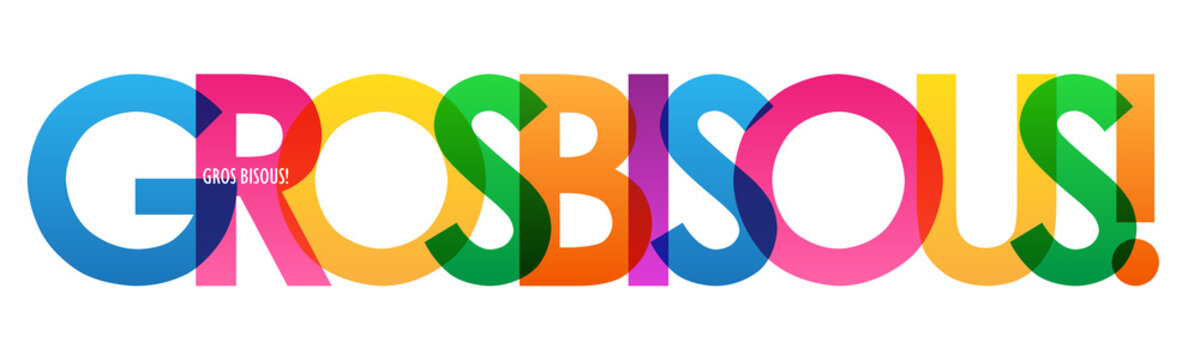 Typographie vecteur arc-en-ciel GROS BISOUS!