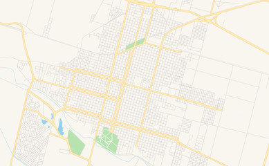 Printable street map of Villa Mercedes, Argentina