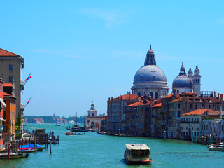 View of the Grand Canal and Santa Maria della Salute church in Venice, Italy