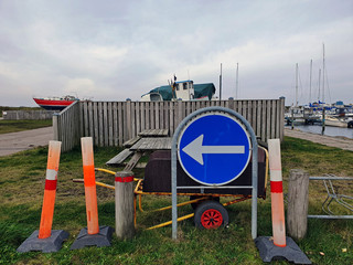 Fototapeta na wymiar traffic sign on a pier