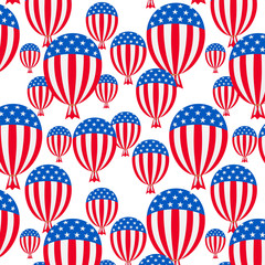 Balloons seamless pattern. Scenery for Independence Day of the United States of America
