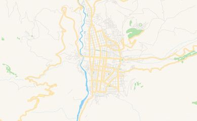 Printable street map of Huaraz, Peru